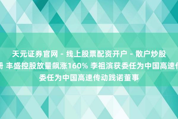 天元证券官网 - 线上股票配资开户 - 散户炒股如何杠杆注册 丰盛控股放量飙涨160% 李祖滨获委任为中国高速传动践诺董事