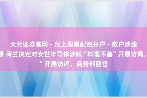 天元证券官网 - 线上股票配资开户 - 散户炒股如何杠杆注册 荷兰决定对安世半导体涉嫌“料理不善”开展访谒，商务部回答